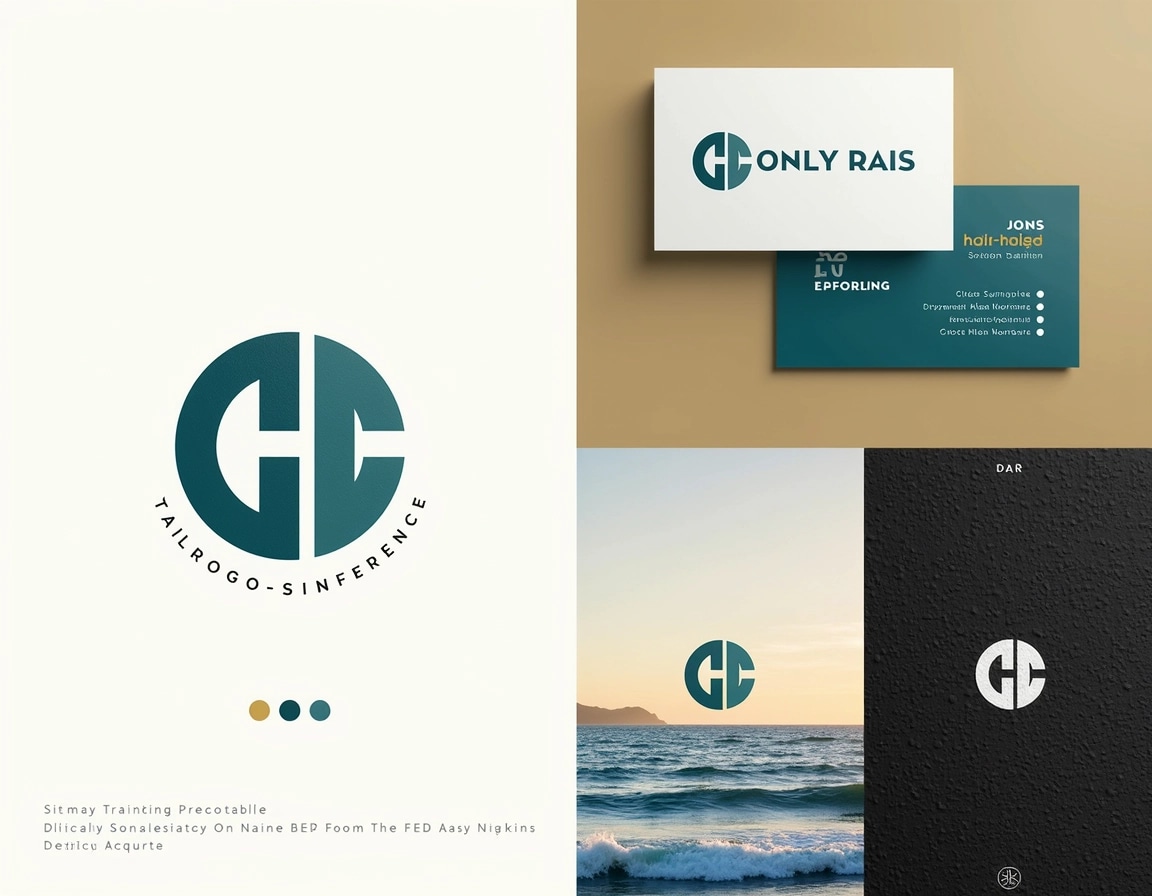 1. **Logo Redesign:**
- Change the color scheme from gold to a gradient of deep blue and teal.
- Modify the geometric shape by adding rounded corners to the letters and incorporating a circular element around the initials.
2. **Business Card:**
- Use a textured matte black background instead of plain black.
- Replace any brand-specific text with a generic term such as "Company Name" and "Your Title."
- Include simplified contact details format without specific email or phone number placeholders.
3. **Background Image:**
- Shift the landscape to a serene coastal scene with soft waves and a sunset.
- Use a lighter, pastel color palette to evoke a calming effect.
4. **Font Update:**
- Select a modern sans-serif font that conveys professionalism and clarity, ensuring it’s distinct from the original.
5. **Layout Adjustments:**
- Reorganize elements for better balance, perhaps placing the logo prominently at the top of the business card.
- Consider a vertical orientation for the card for a unique presentation.