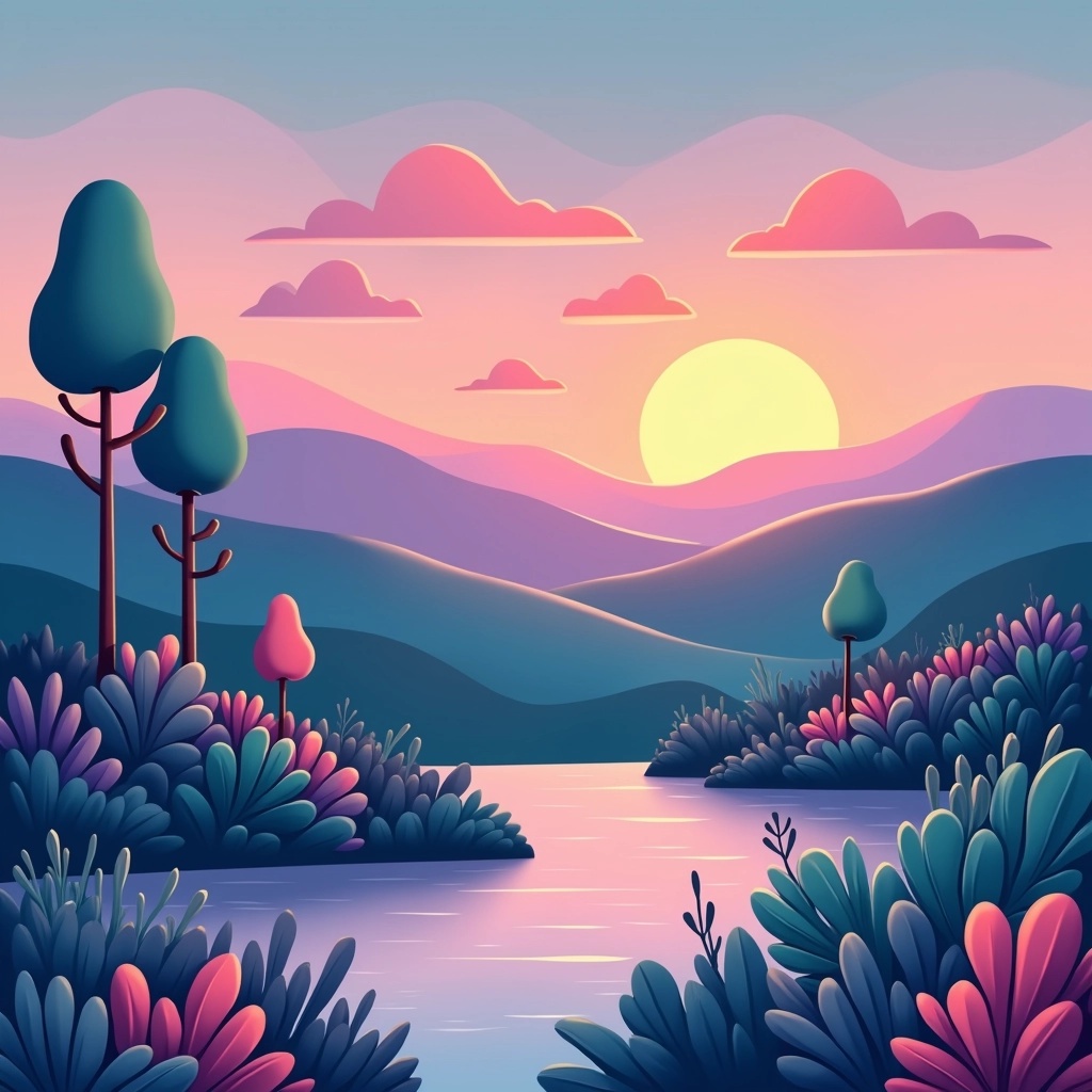 AI-generated scenic landscape with vibrant colors and natural beauty