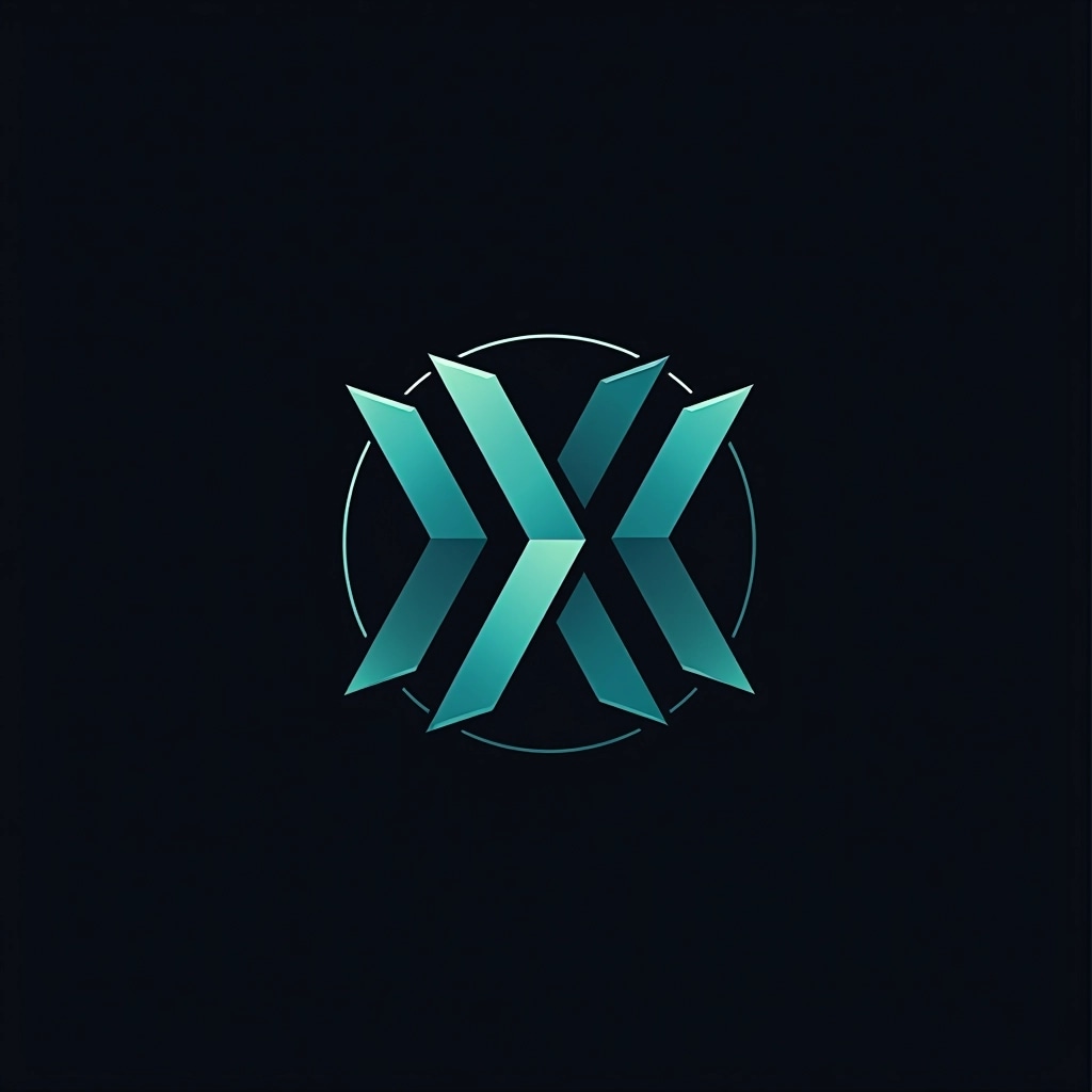 **Design Breakdown Prompt:**
Create a circular logo featuring two overlapping letters, “X” and “Y.” Use a sleek, modern style with a gradient color scheme that transitions from teal to dark blue.
1. **Shape:** Maintain a circular outer shape but replace the inner circle with the stylized “X” and “Y” intertwined.
2. **Color Palette:** Use teal and dark blue gradients instead of silver and light blue.
3. **Elements:** Introduce dynamic flowing lines around the circle to symbolize movement and communication.
4. **Typography:** Choose a bold, sans-serif font for the brand name below the symbol, using the same teal color.
5. **Background:** Use a solid black background to enhance contrast and make the logo pop.
Avoid any specific brand references.