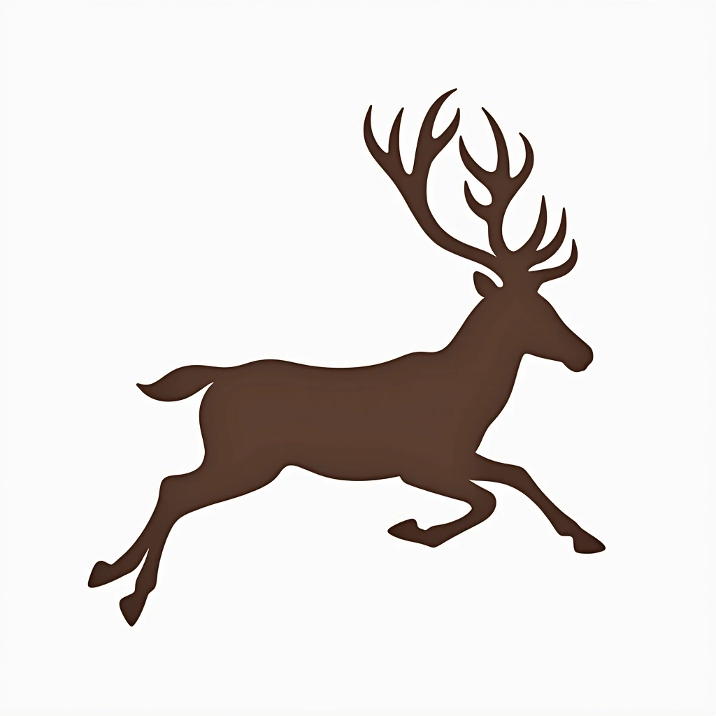 Create a silhouette of a running deer instead of a horse. Alter the deer’s pose to make it appear as if it's leaping forward. Change the mane to stylized antlers that have smooth, flowing lines. Ensure the background is a soft pastel color instead of white, giving the design a more vibrant feel.