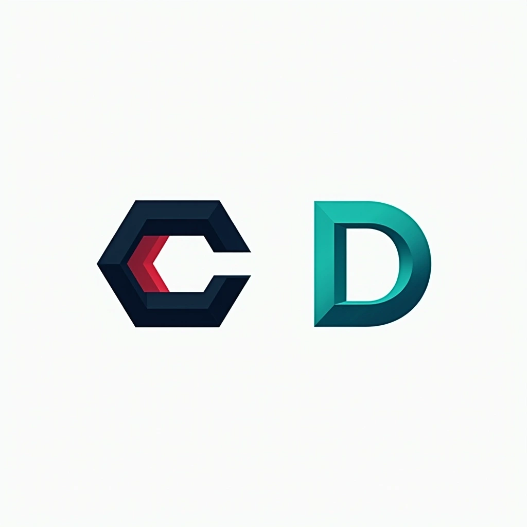 **Design Breakdown:**
1. **Shape and Structure:**
- Retain the hexagonal shape as the primary structure, providing a modern and geometric feel.
2. **Color Palette:**
- Change the black to a deep navy blue.
- Replace the red with a vibrant teal.
3. **Numbers/Characters:**
- Alter the characters from "8" and "9" to "C" and "D."
- Modify their orientations slightly for a more dynamic appearance, possibly tilting them to add depth.
4. **Negative Space:**
- Enhance the negative space between the characters to create a more symmetrical look and improve readability.
5. **Additional Elements:**
- Introduce a subtle gradient in the hexagon background to add dimension and visual interest.
6. **Typography:**
- Use a sans-serif font for the characters to maintain a clean and contemporary style.
7. **Overall Finish:**
- Opt for a matte finish rather than a glossy one to give the logo a sophisticated, understated appearance.
By incorporating these changes, you can create a unique logo while maintaining the overall design principles of the original.