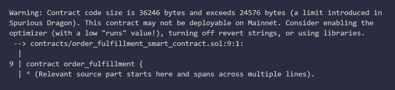 Remix IDE Contract Size Warning