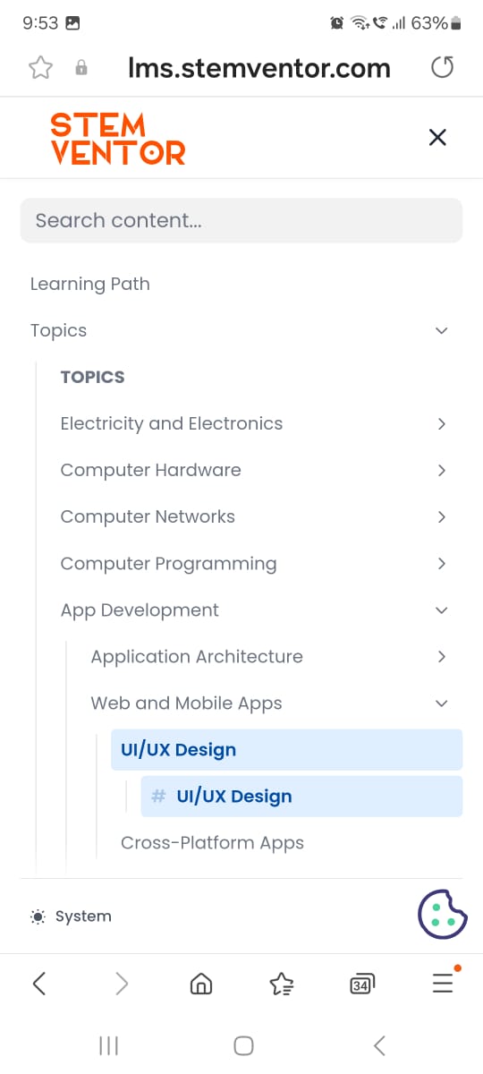 Smartphone View - Menu