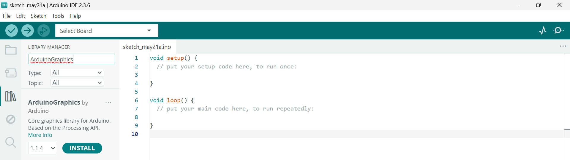 Install Arduino UNO R4 Graphics Library