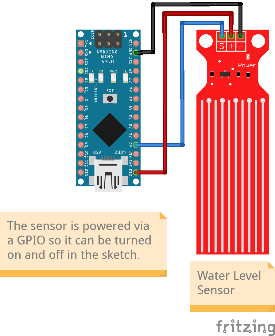 Nano Water Level Sensor Fritzing