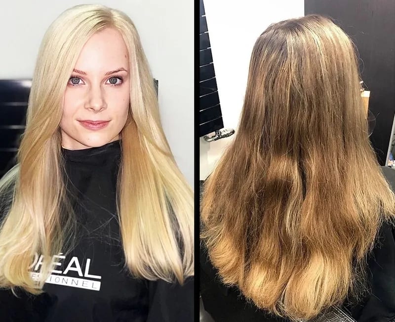 Farbenie vlasov pred a po