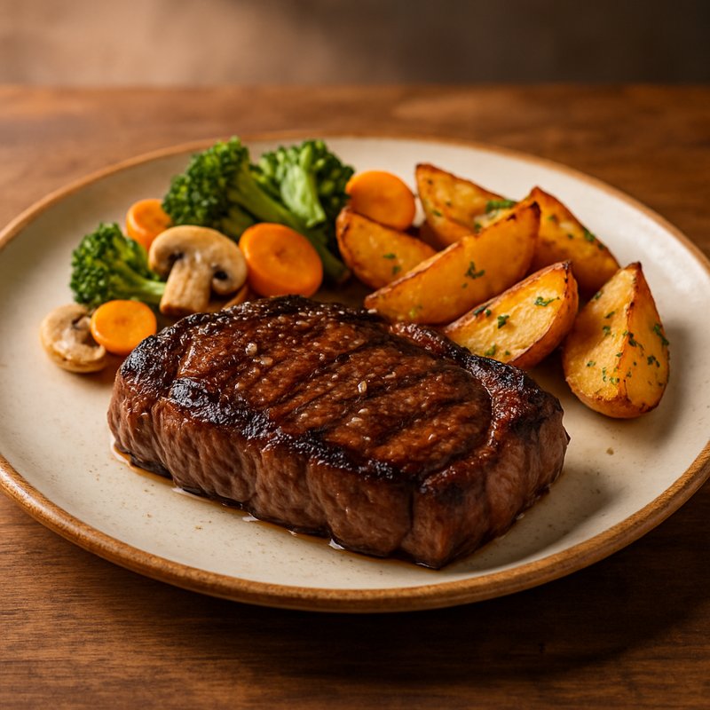 Bife de chorizo con guarnición