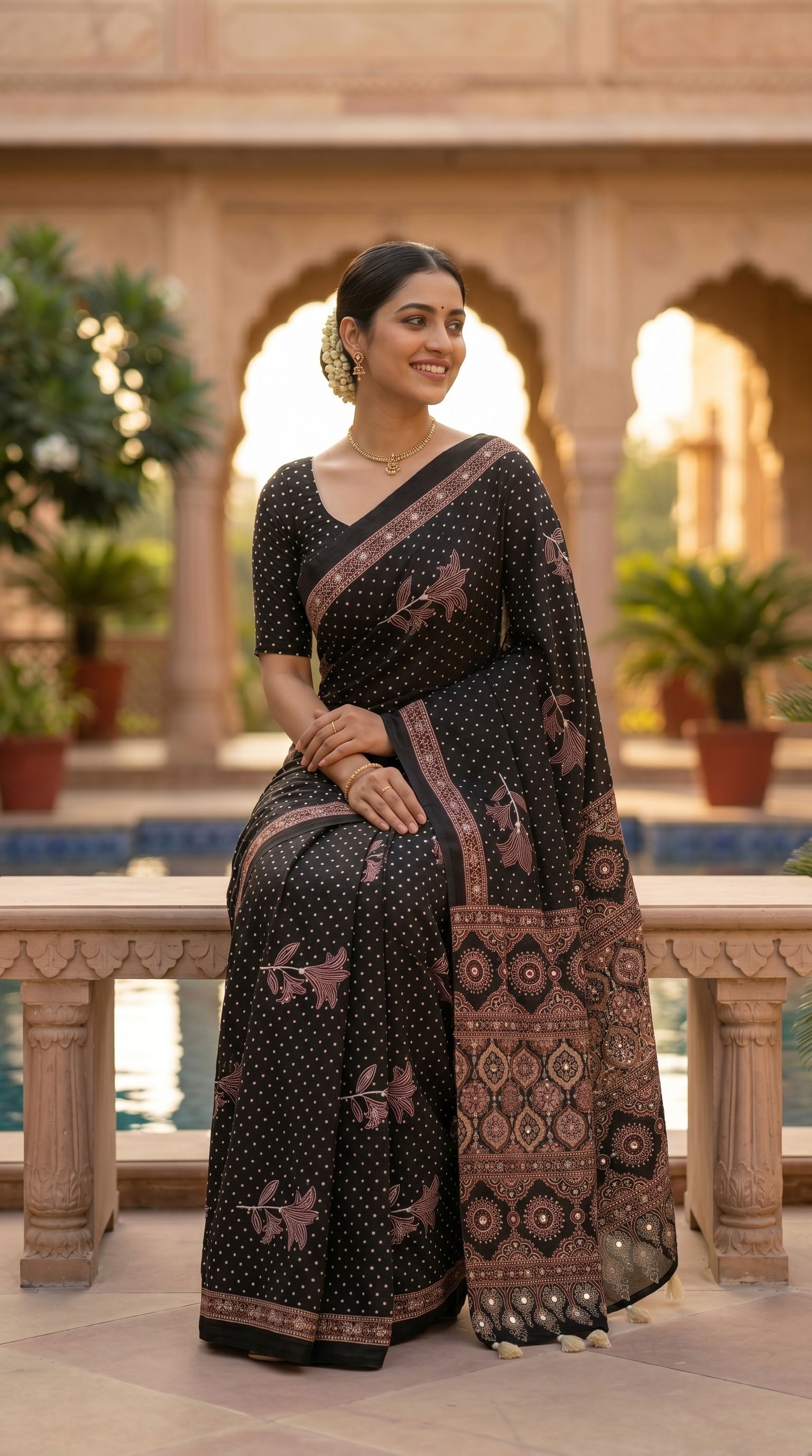 Midnight Rose Saree