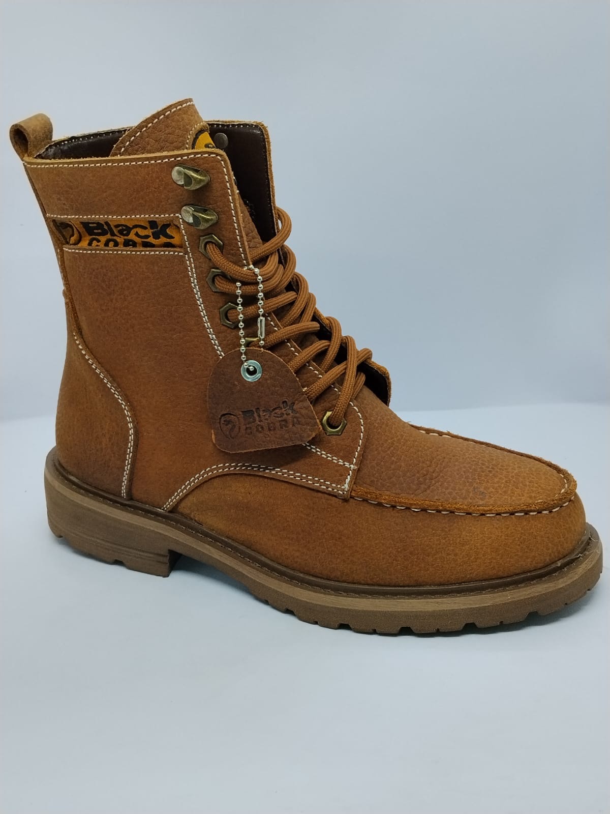 Black Cobra Moc-Toe Lace-Up Boot