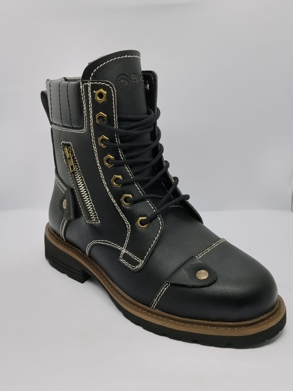 Scorpio Contrast-Stitch Combat Boot