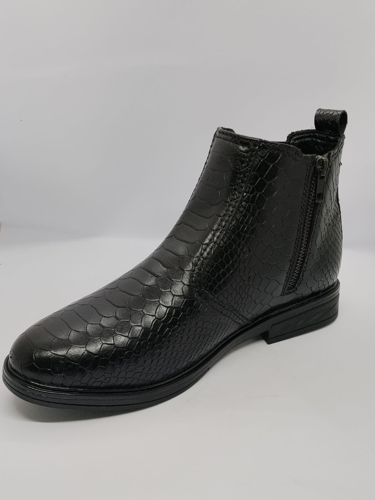 Black Cobra Croc-Embossed Zip Boot