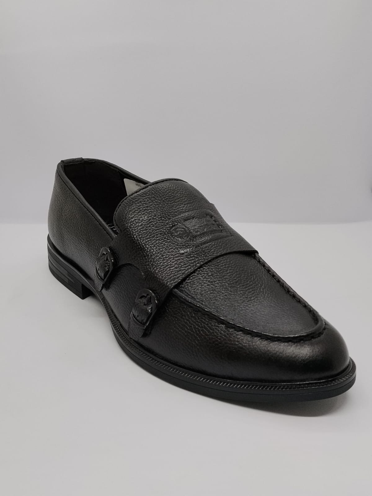 Black Cobra Twin-Buckle Monk Slip-On