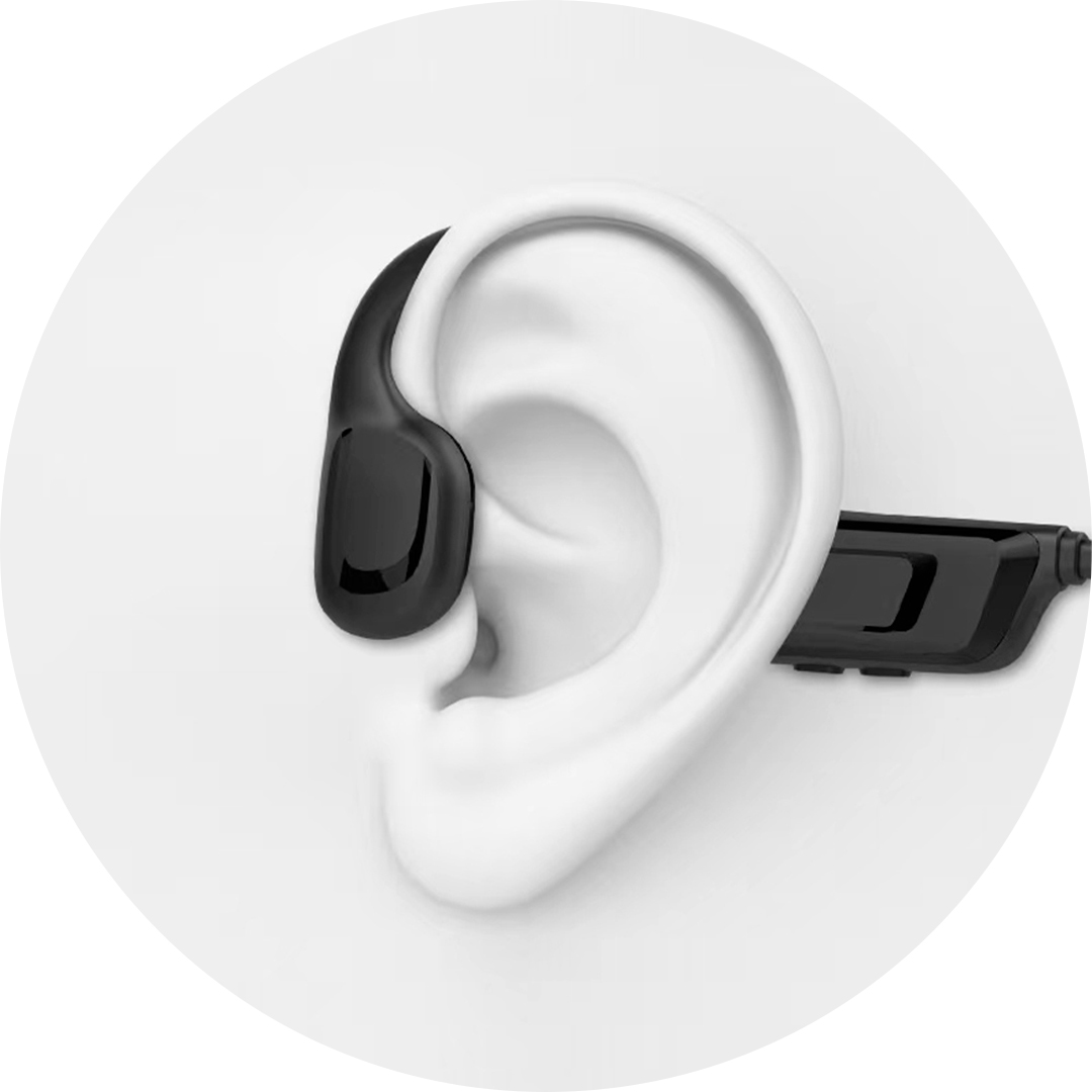 Fone com tecnologia de condução óssea e ouvido livre