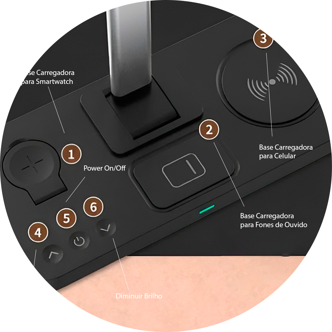 Imagem Detalhe 2 da Luminária Carregadora Elite Preta