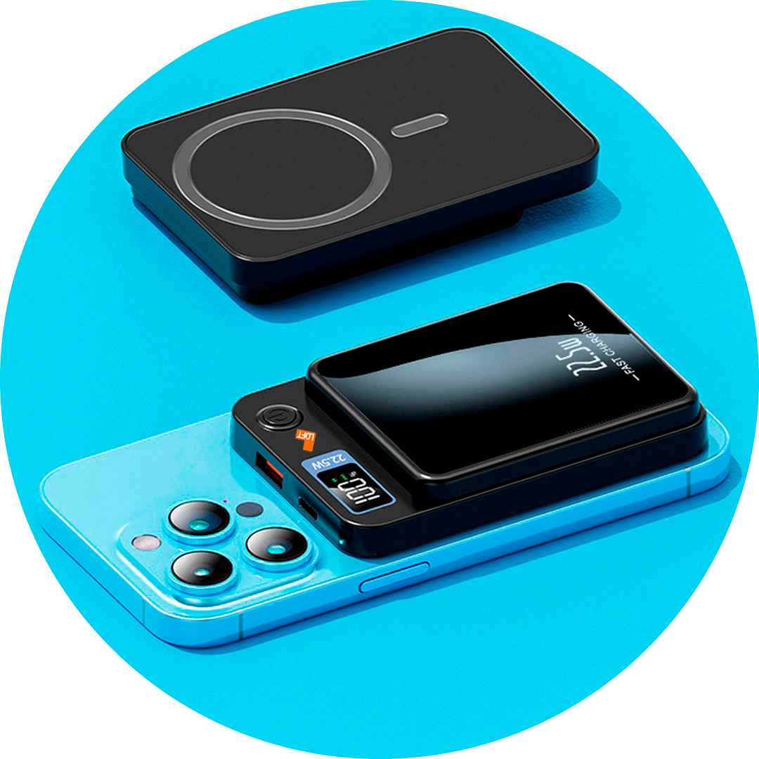 Carregamento magnético wireless do Power Bank Loft 5000mAh Preta