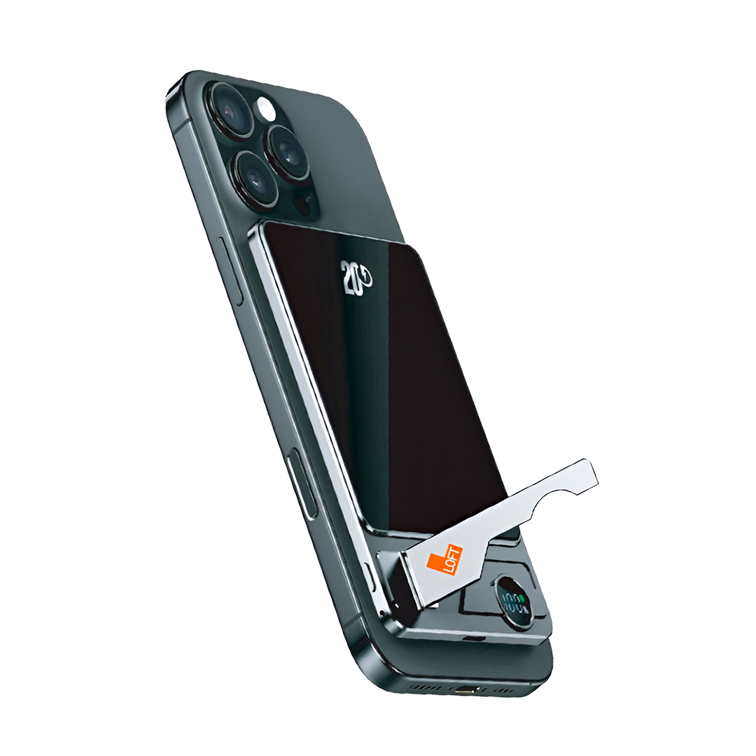 Power Bank Magnética Slim Stand 5000mAh com carregamento wireless 15W