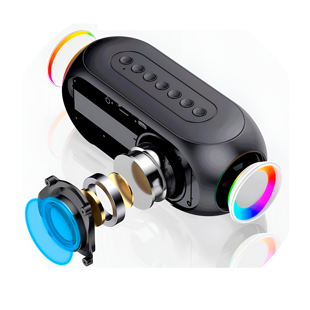 Rádio Relógio Loft Preto com som 3D surround