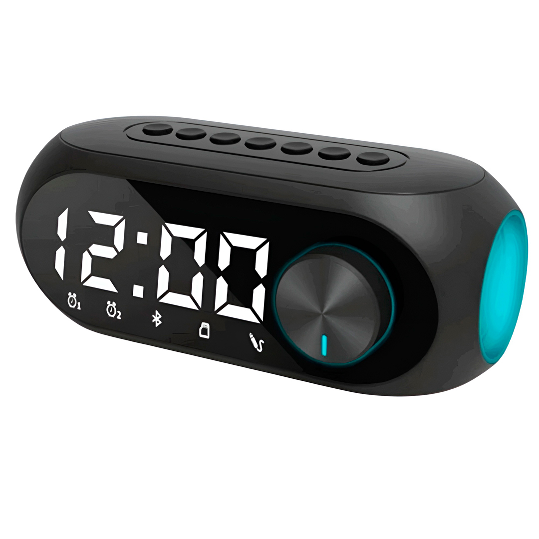 Display espelhado do Rádio Relógio Loft Preto com alarme duplo