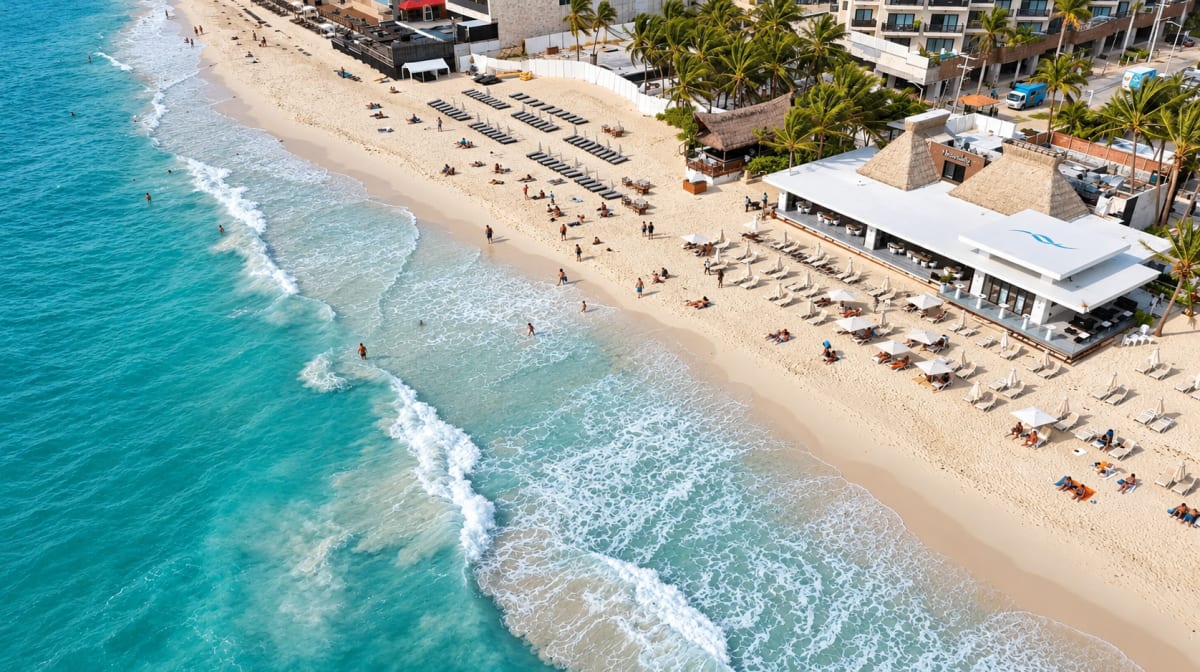 Beach clubs along Playa Mamitas