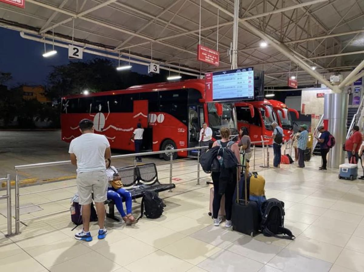 Inside the ADO bus terminal in Playa del Carmen