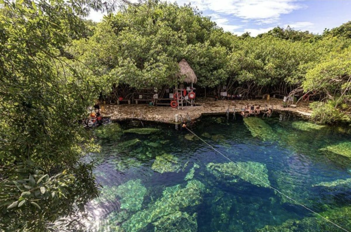 Cenote Cristalino, an open-air cenote south of Playa del Carmen