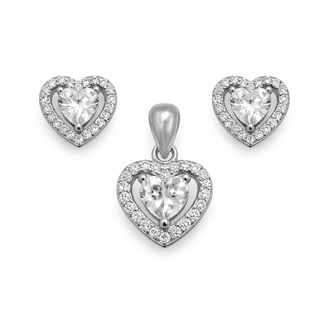 Pure Heart — pavé heart silver pendant
