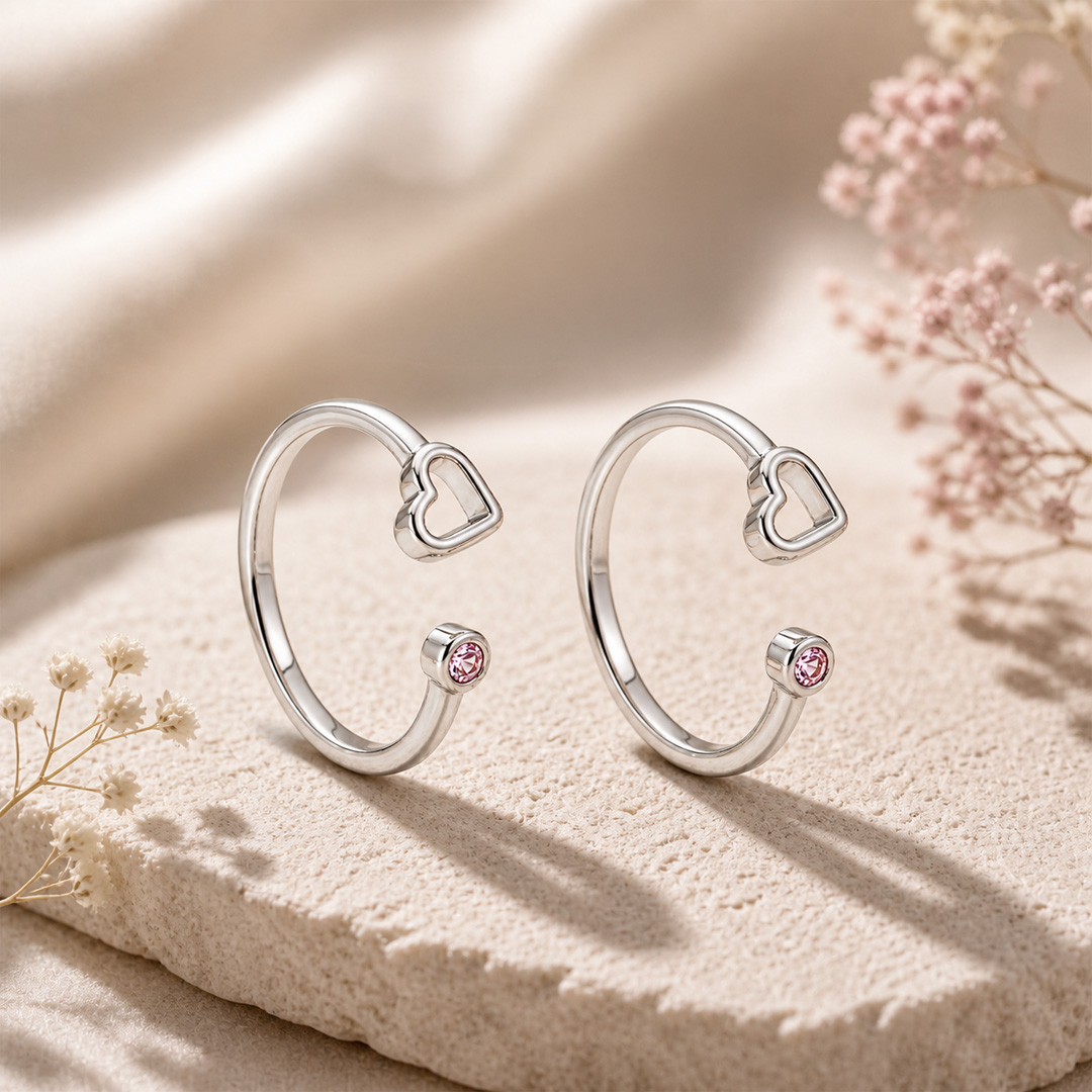 Little Heart — open silver toe ring