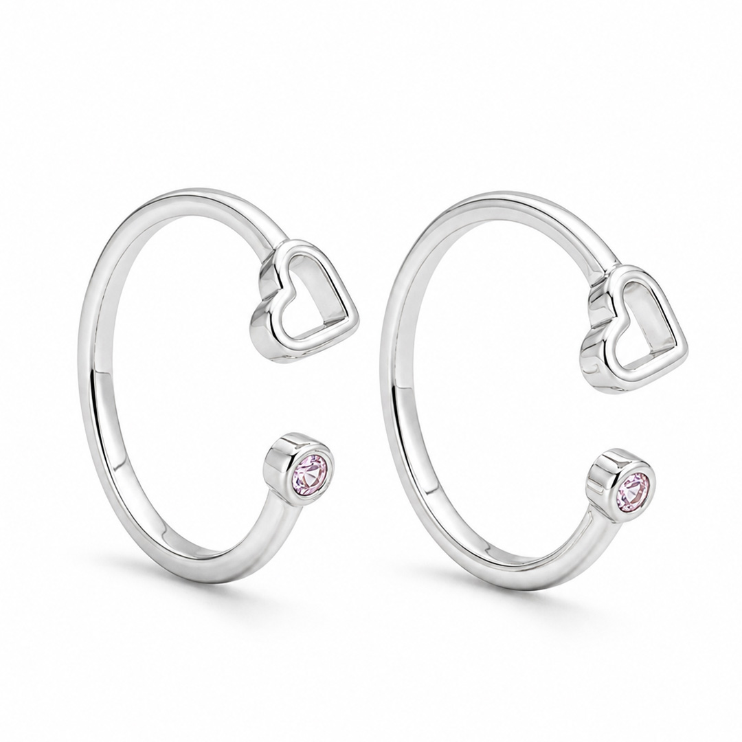 Little Heart — open silver toe ring