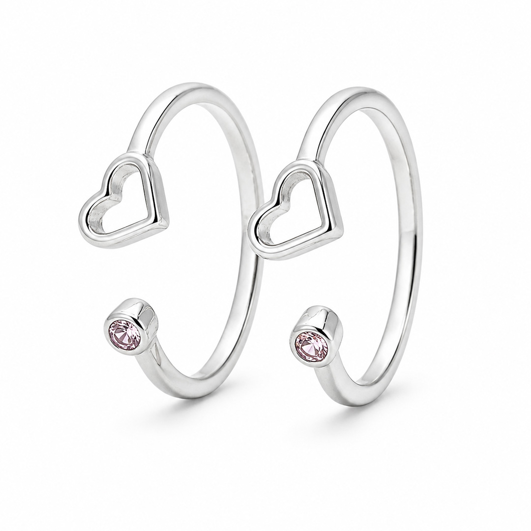 Little Heart — open silver toe ring