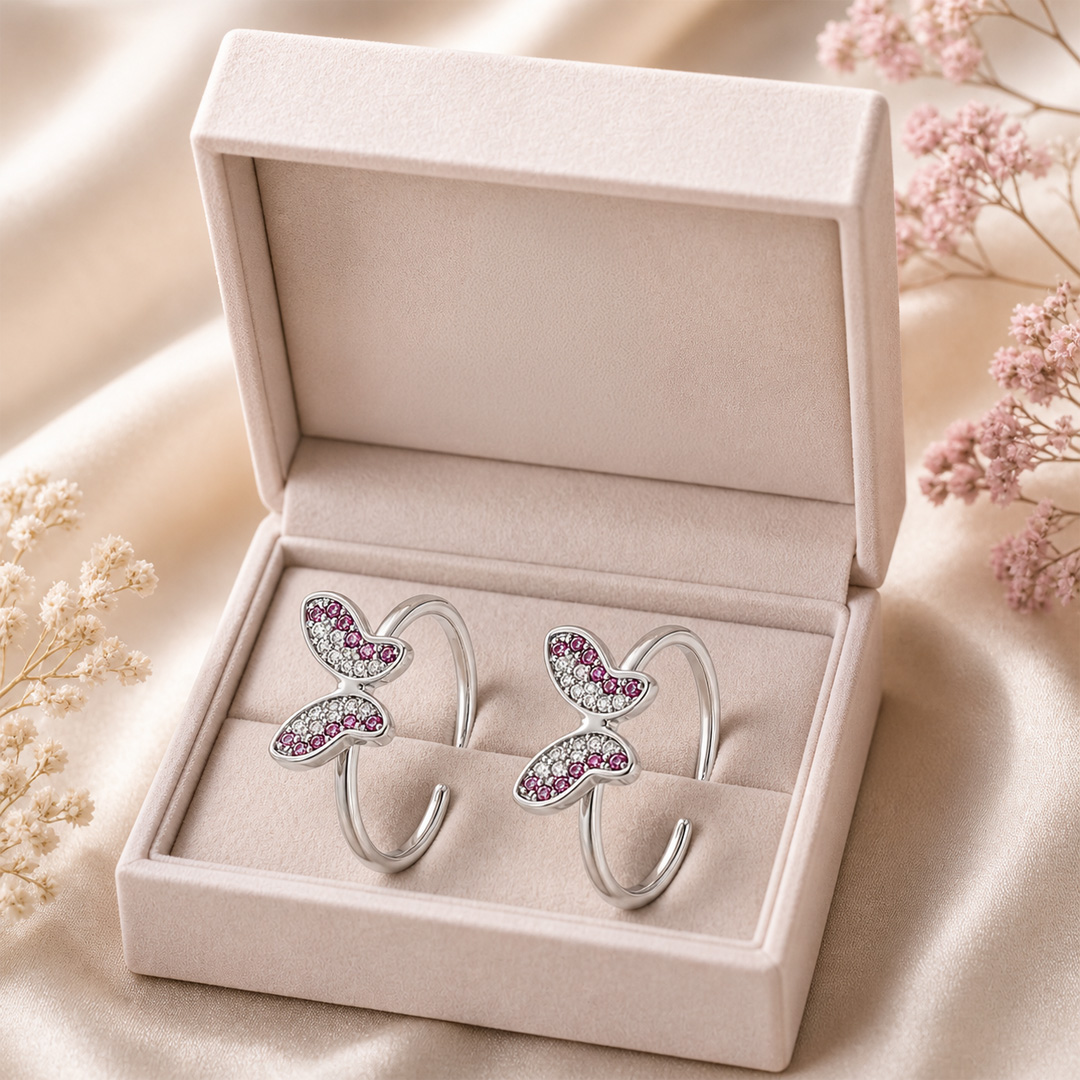 Mini Monarch — pavé butterfly silver ring
