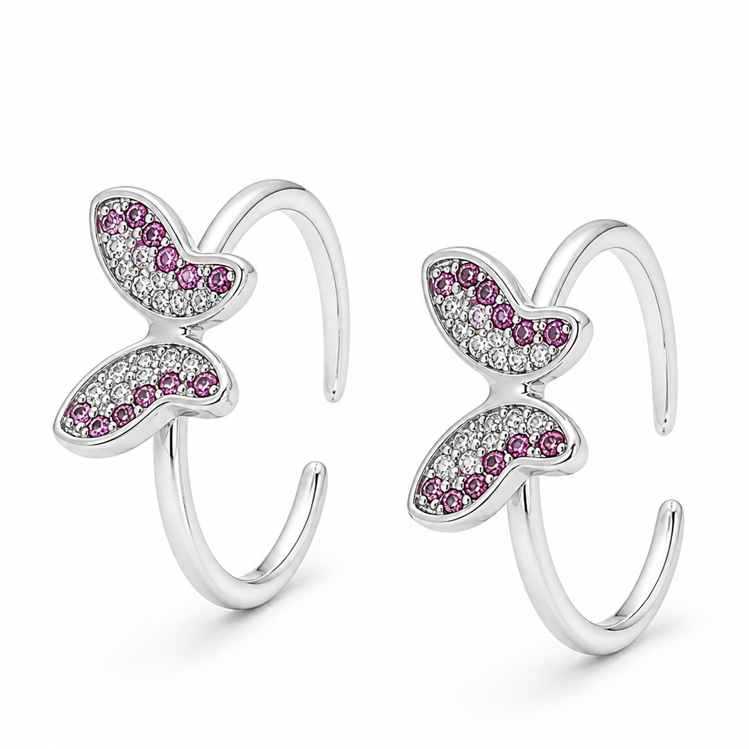 Mini Monarch — pavé butterfly silver ring