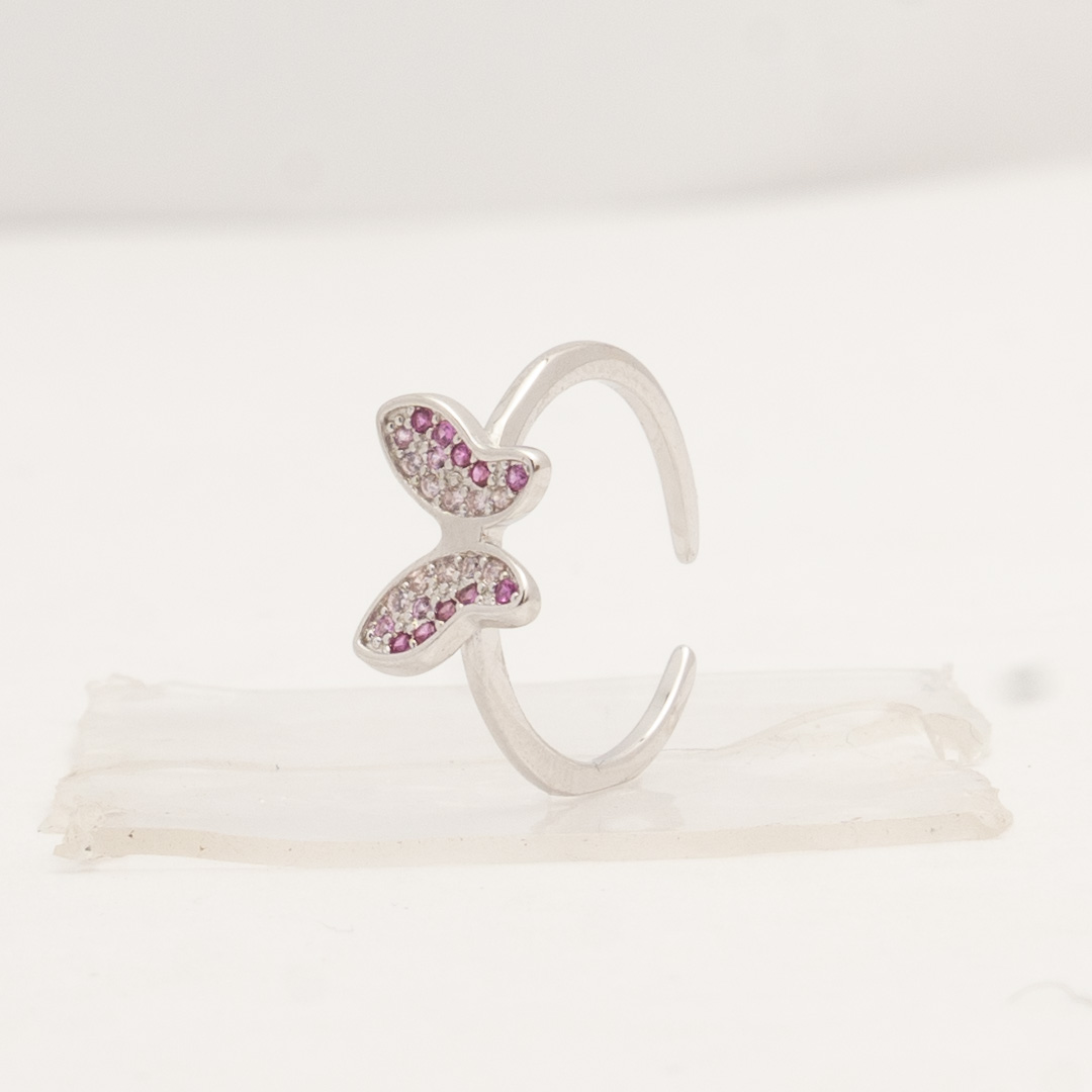 Mini Monarch — pavé butterfly silver ring
