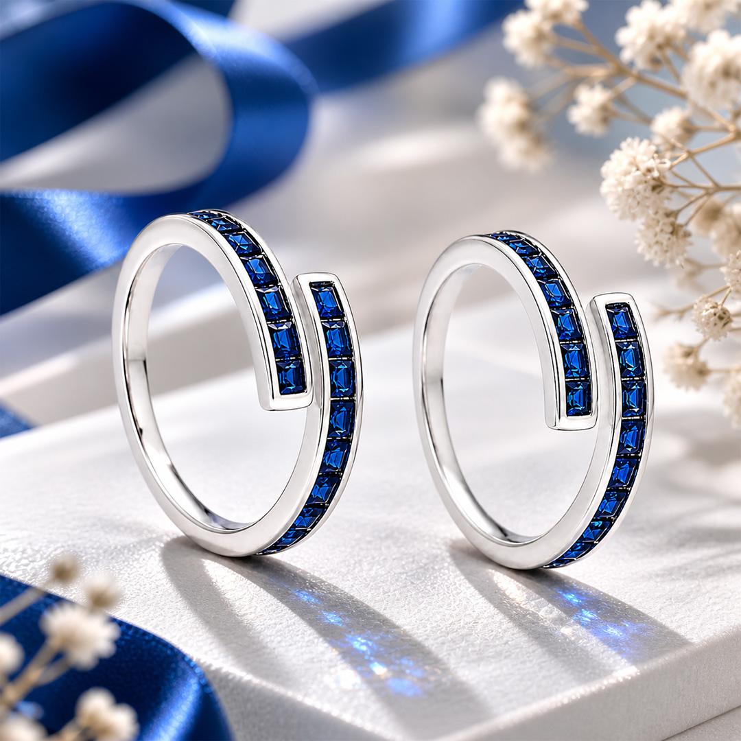 Deep Tide — blue stone bypass silver ring