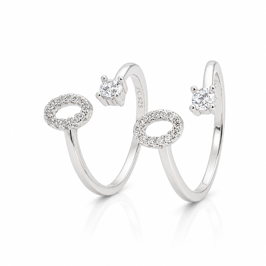 Halo Loop — oval and solitaire silver ring