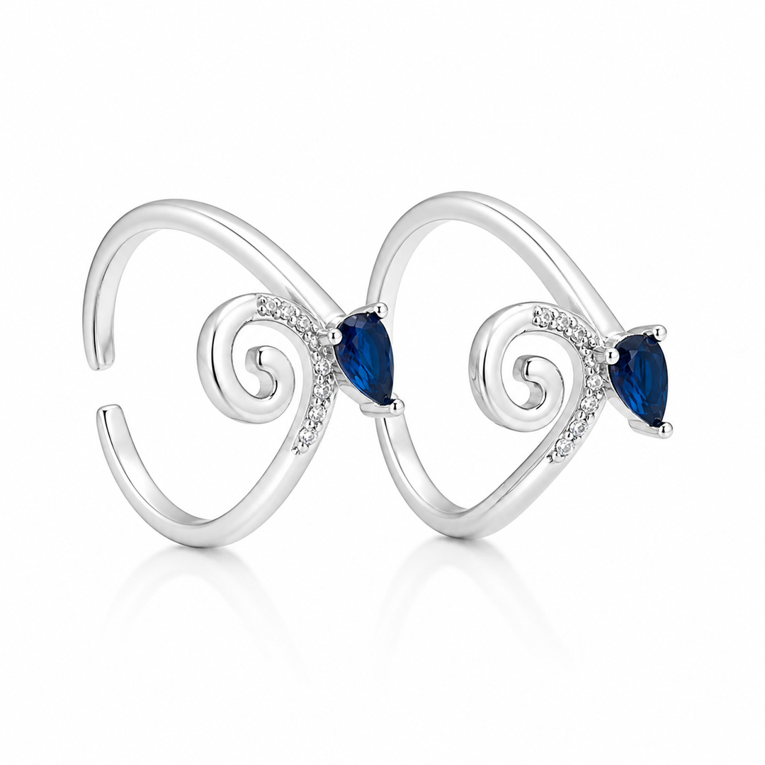 Ocean Swirl — wave and blue stone silver ring