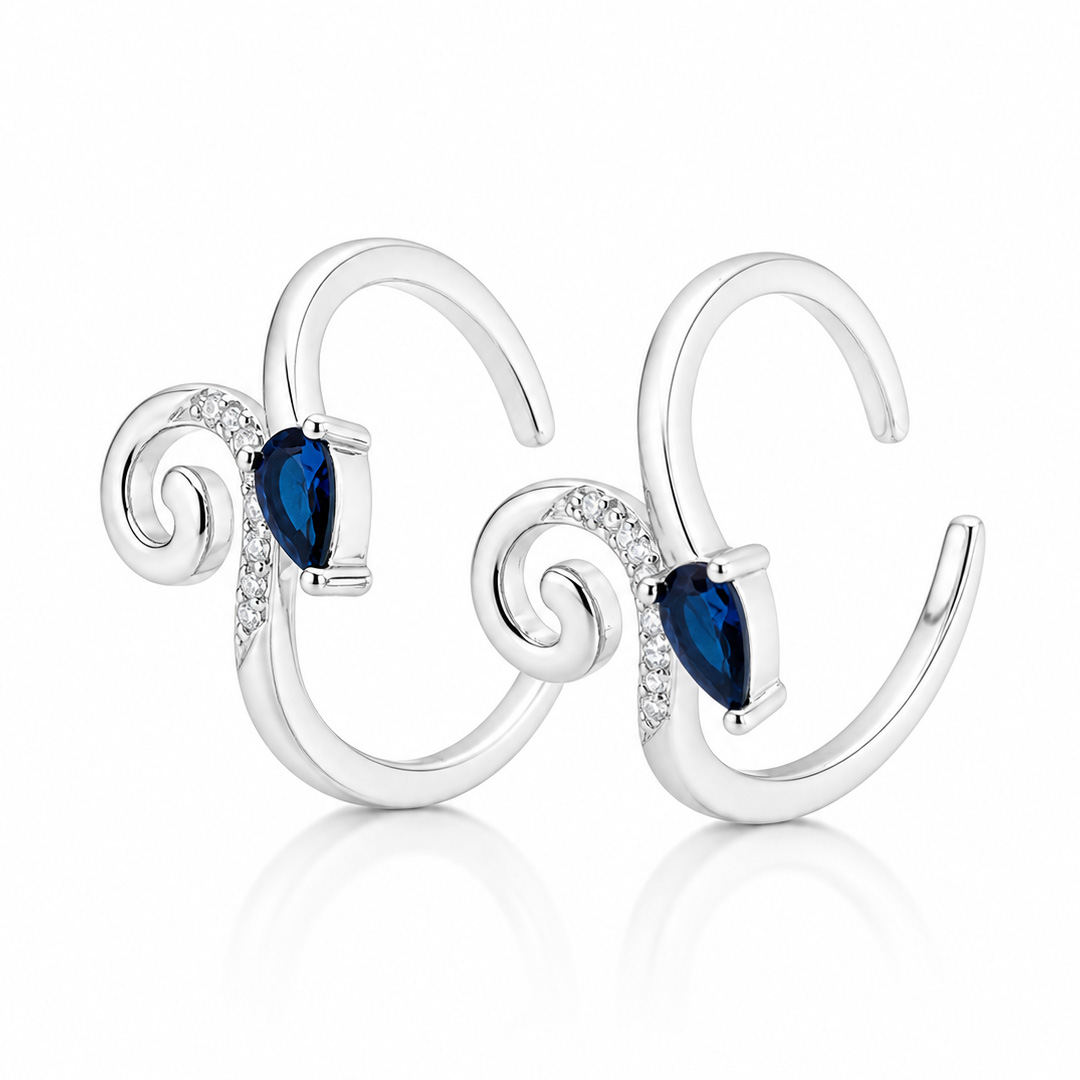 Ocean Swirl — wave and blue stone silver ring