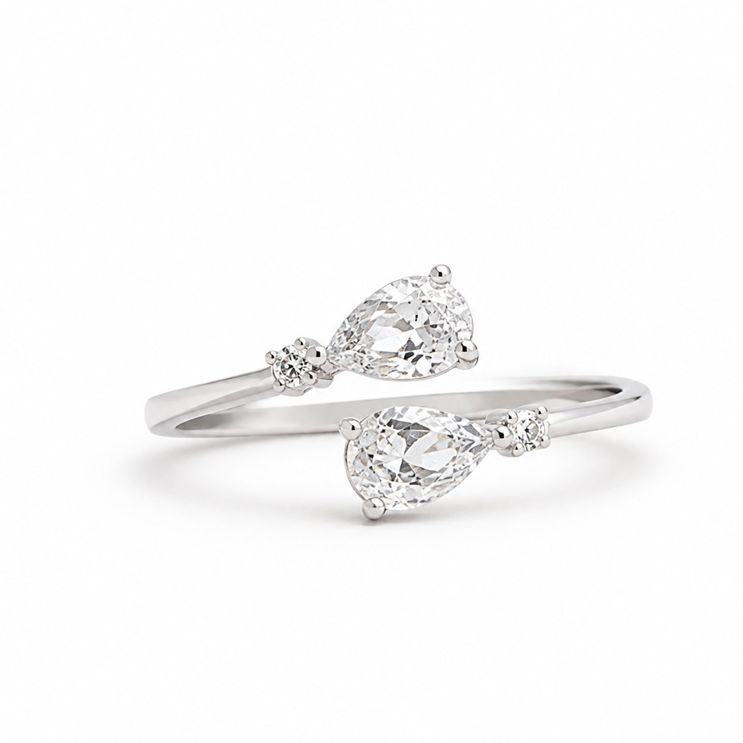 Together forever — twin pear silver toe ring