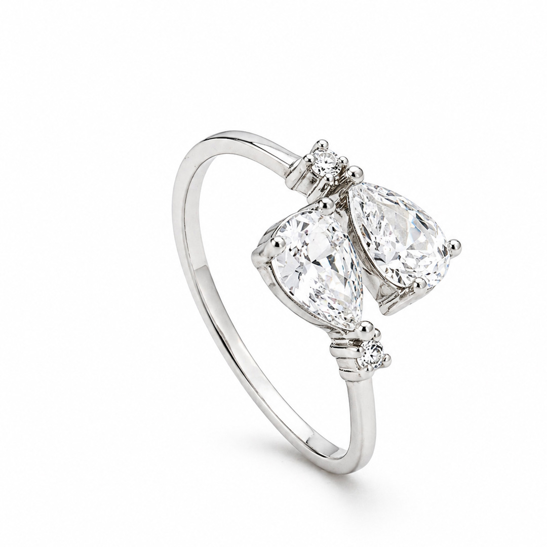 Together forever — twin pear silver toe ring