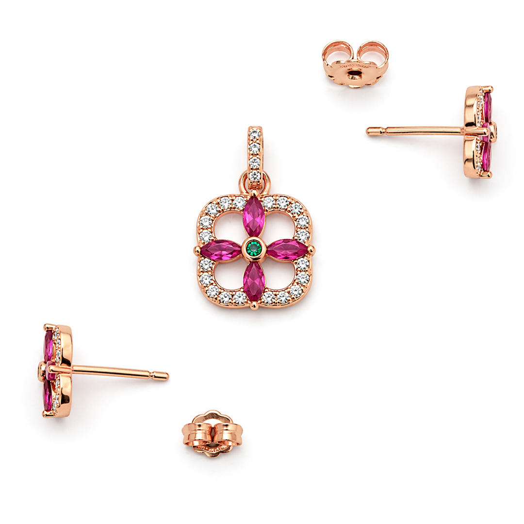 Pure Heart — pavé heart silver jewellery set