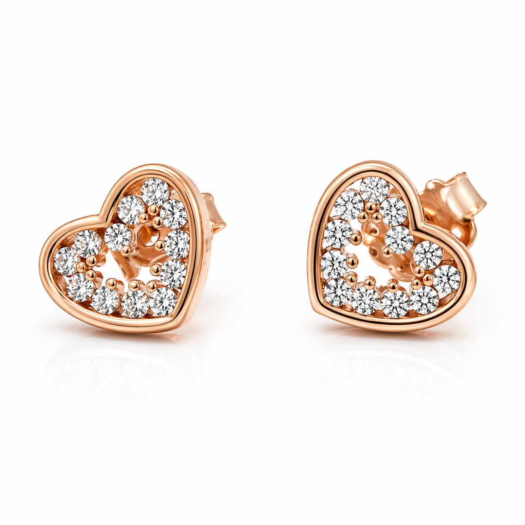 Rose Heart — open heart rose gold jewellery set