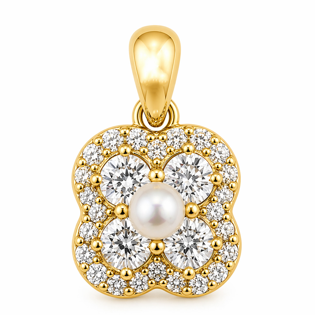 Lumina — pearl and CZ gold jewellery set