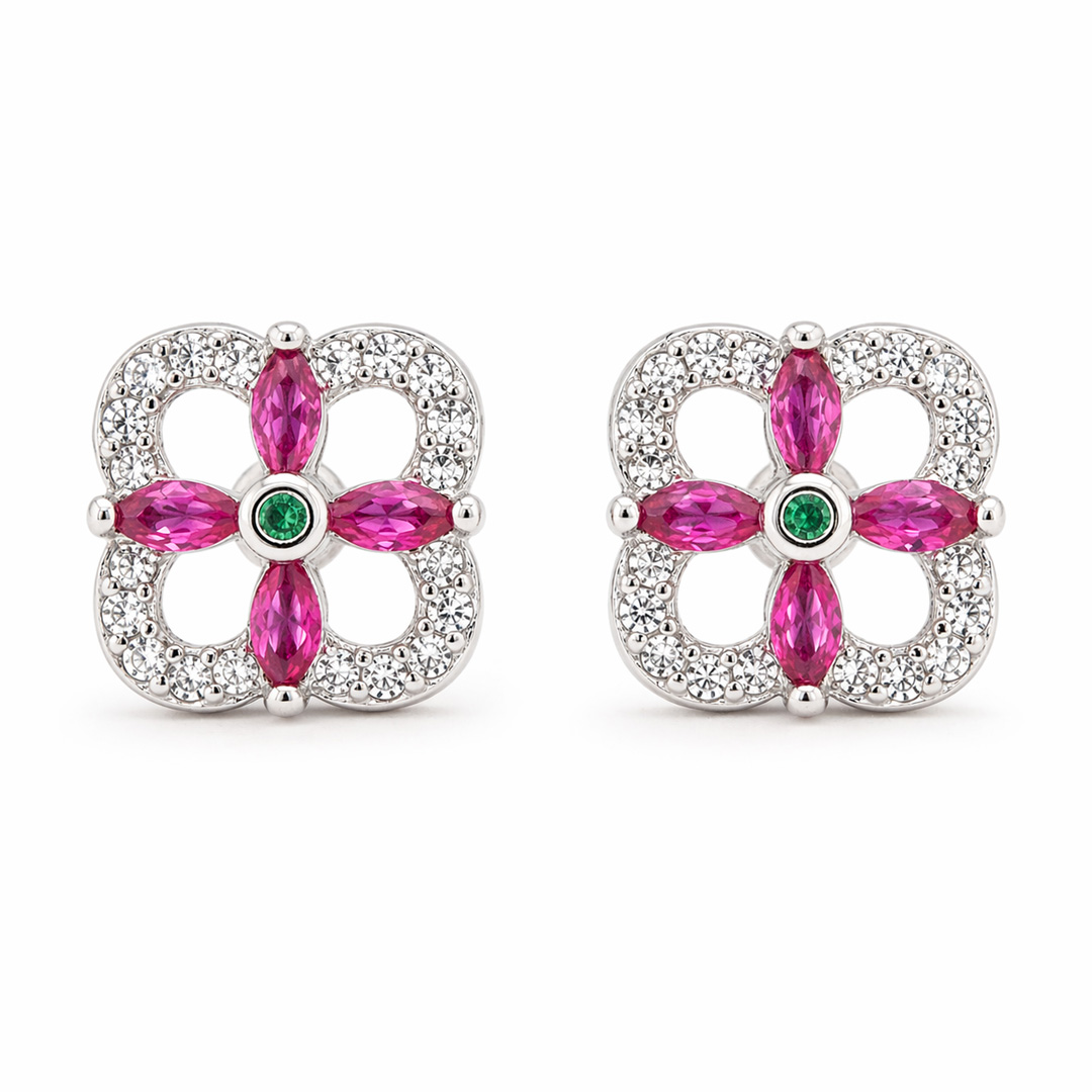 Vivara — ruby and emerald silver jewellery set