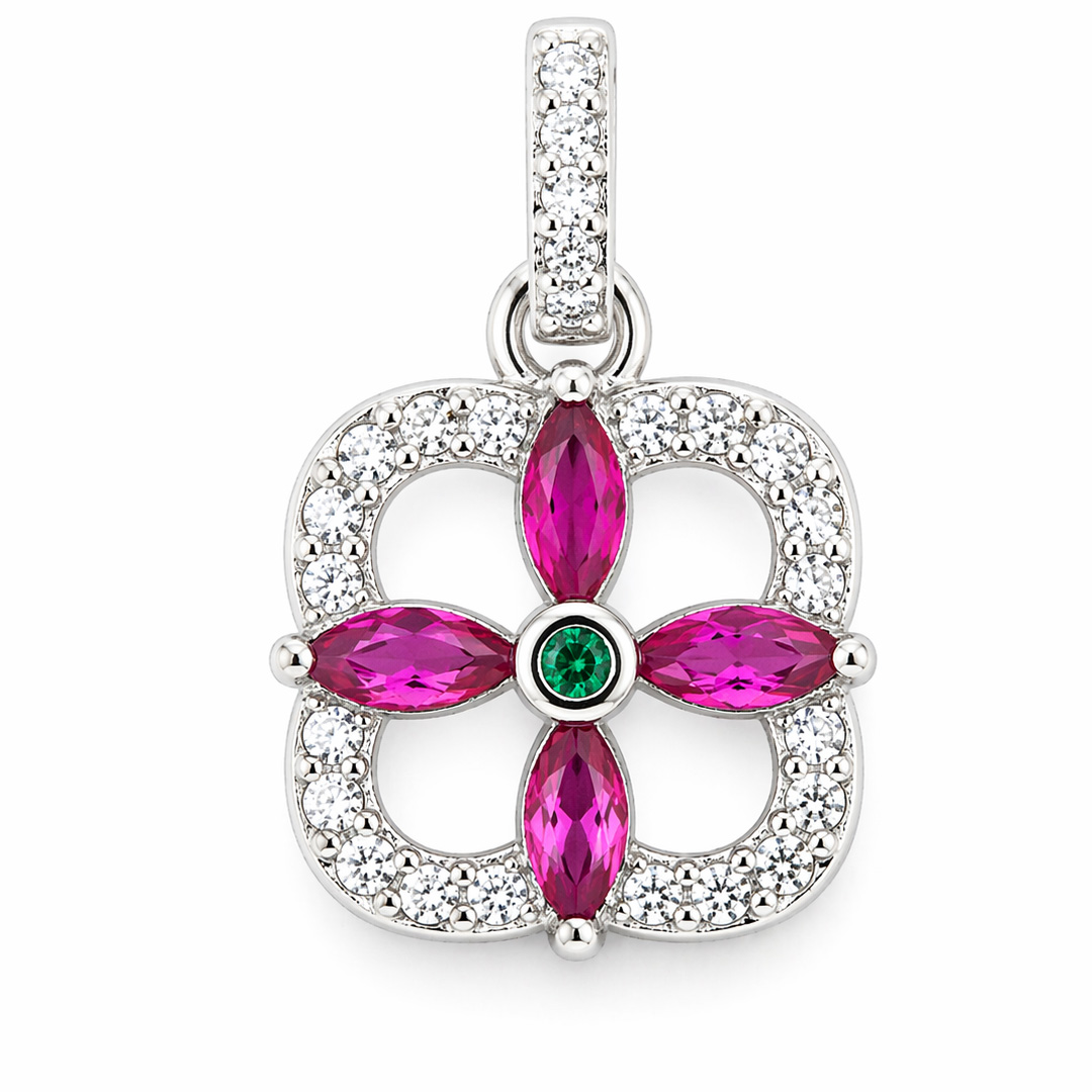 Vivara — ruby and emerald silver jewellery set