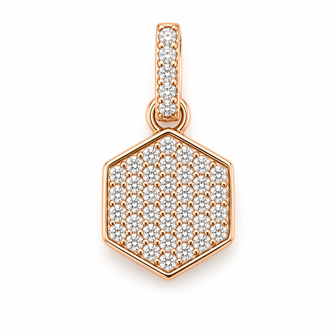 Hexa — full pavé hexagon rose gold jewellery set