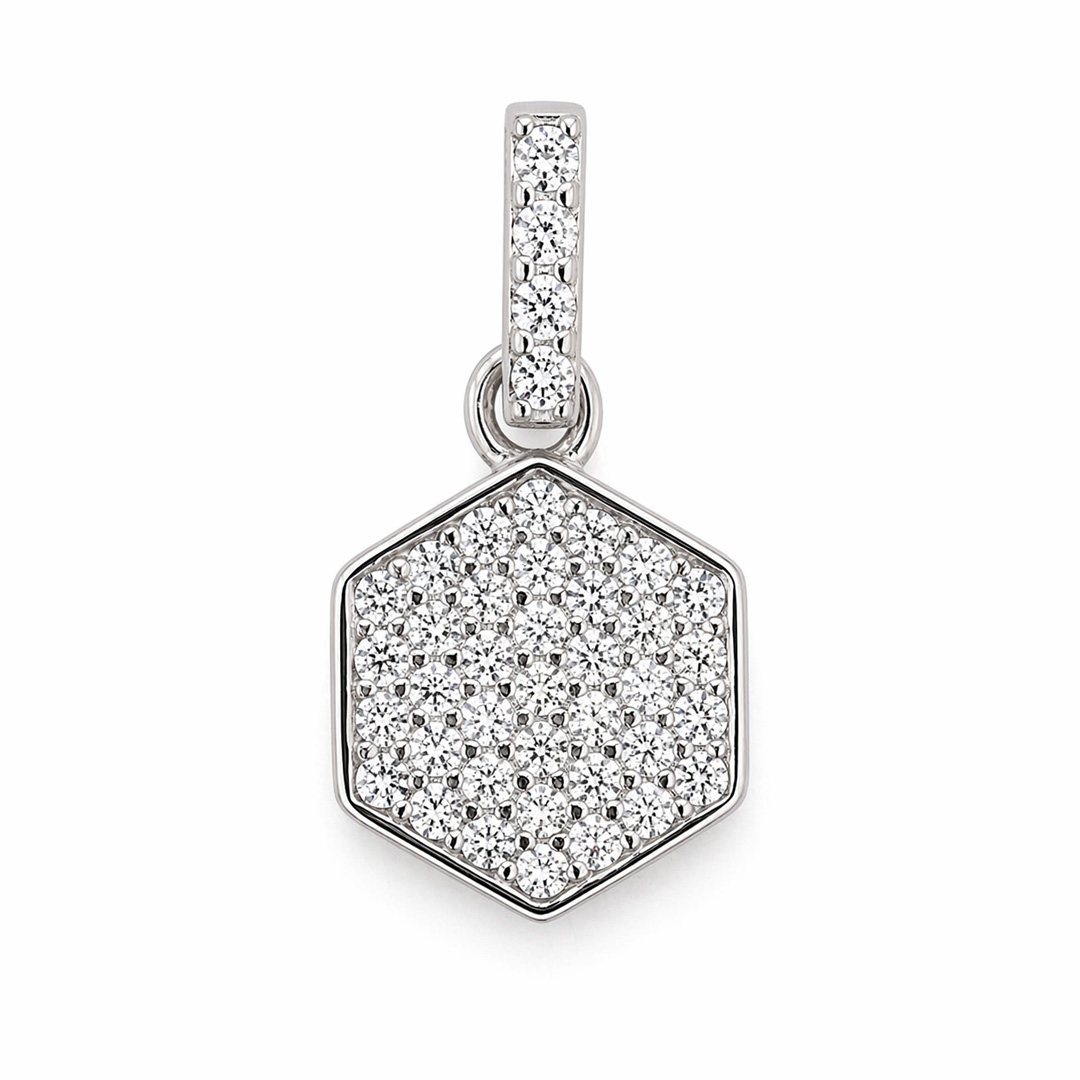 Prisma — full pavé hexagon silver jewellery set