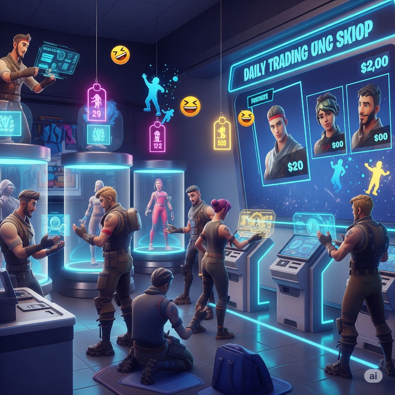 Collection of popular Fortnite skins