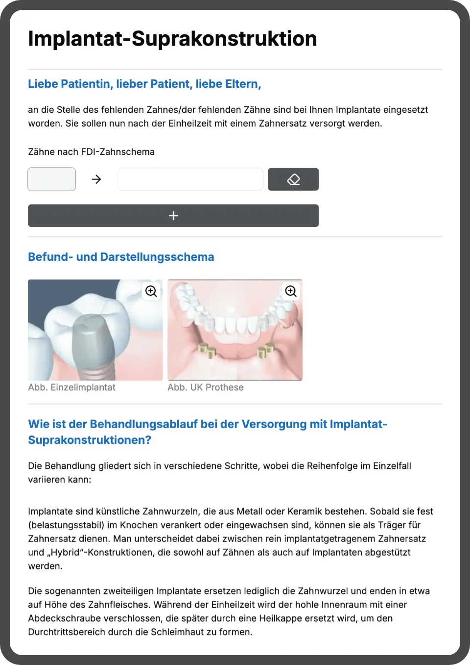 detaillierte Aufklärungsbögen