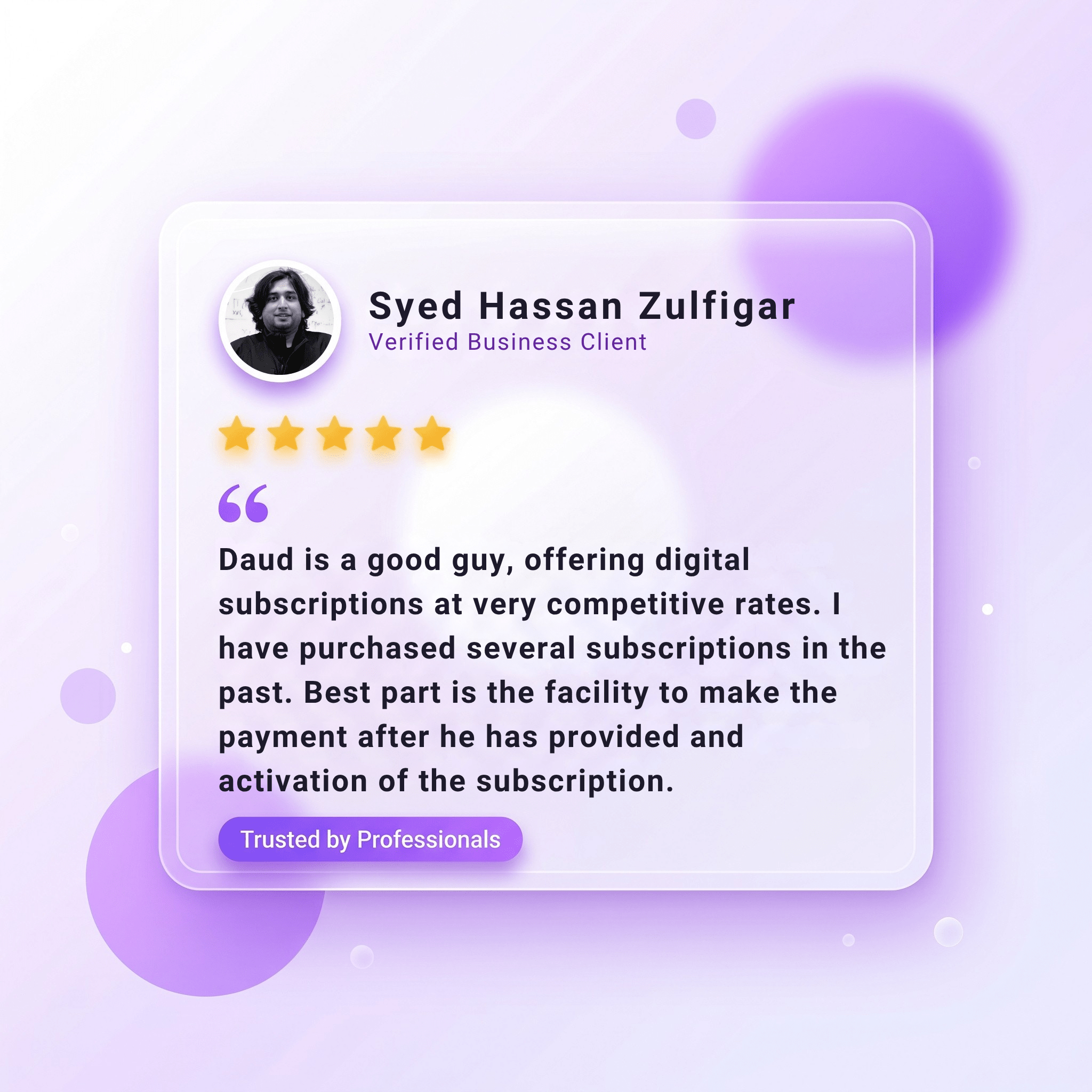 Review screenshot — Linkedin premium client