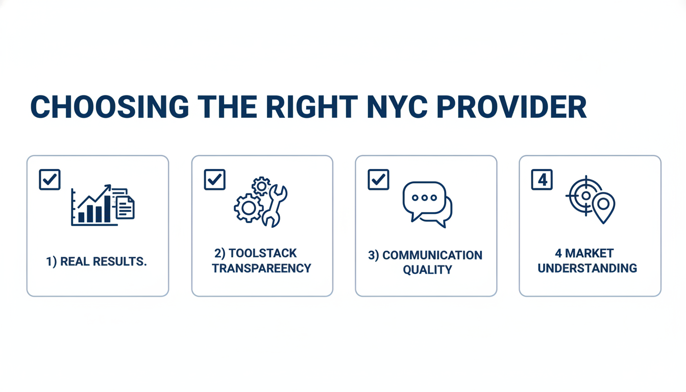 Vetting checklist for choosing AI SEO provider: real results, transparency, communication, market understanding