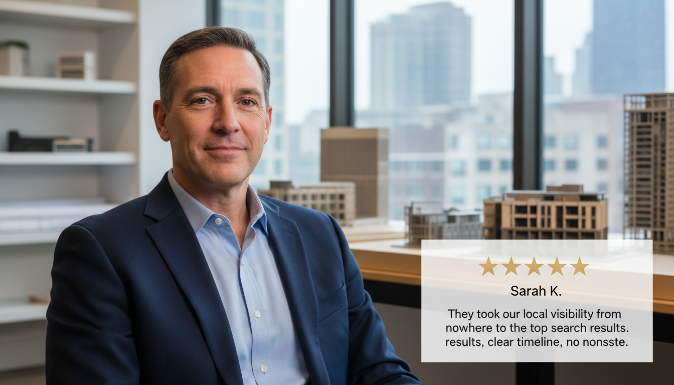 Satisfied Chicago business owner with 5-star review: Took our local visibility to top search results, real results